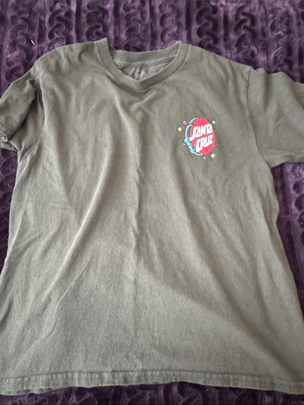 Santa Cruz Skateboards Kids Olive Green Tee with Small Chest Logo
